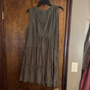 Sleeveless Tiered Women's Dress - Olive Green